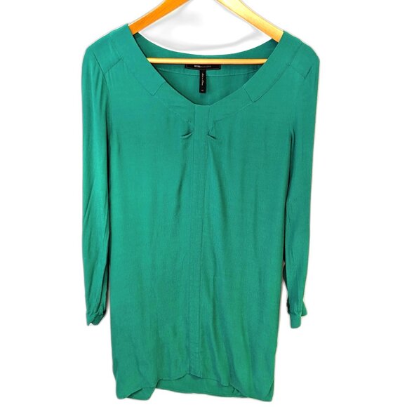 BCBGMAXAZRIA | Tunic Dress Ultra Green "Levin” Pleated  | Size XS - Picture 2 of 12